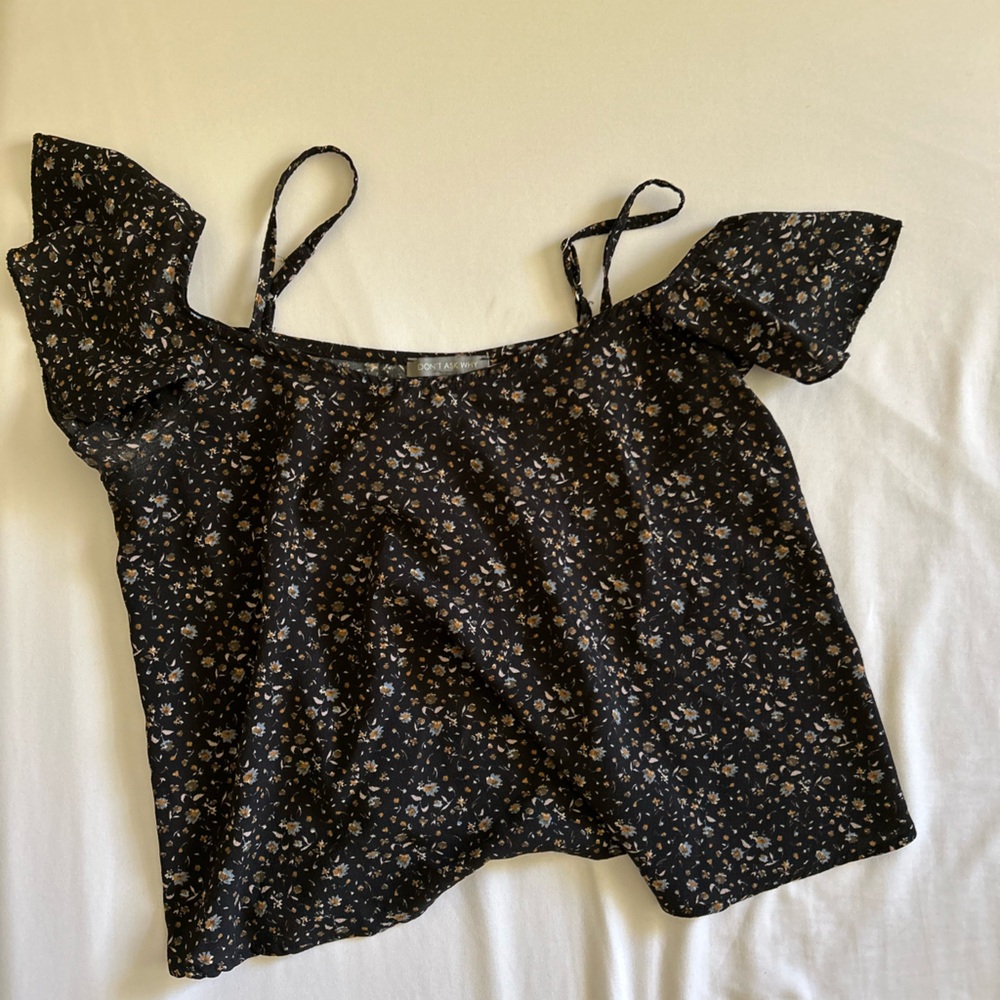 Topshop Black Floral Blouse